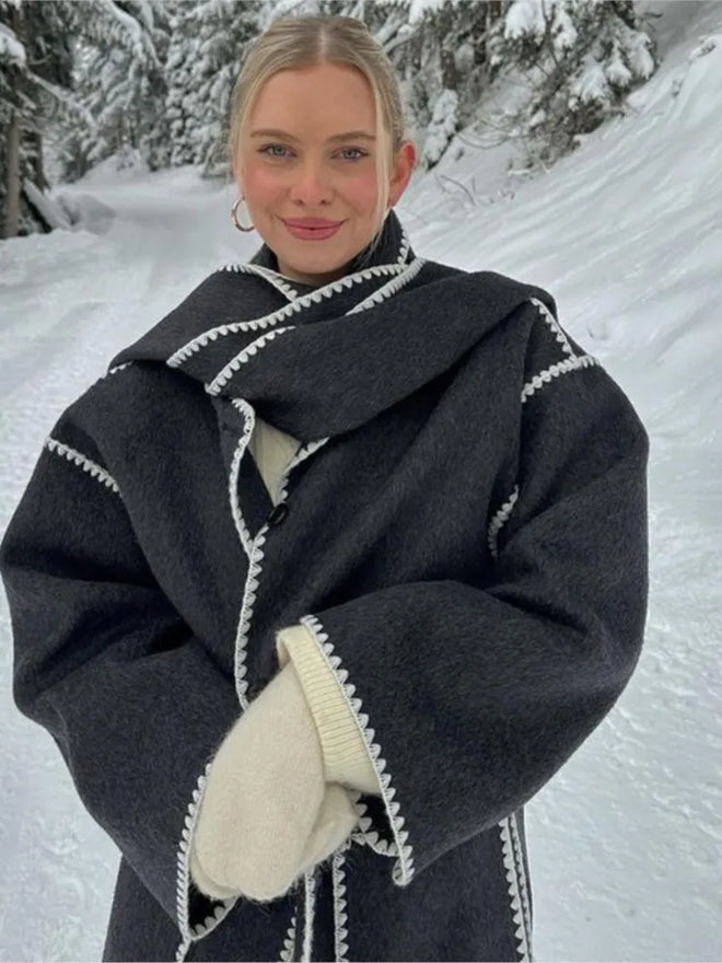 A long and warm women's jacket